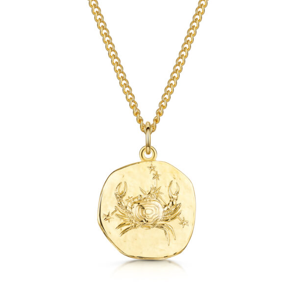 Men's Gold Coin Zodiac Necklace - Cancer