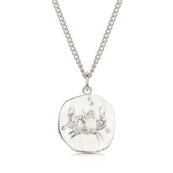 Men's Silver Coin Zodiac Necklace - Cancer