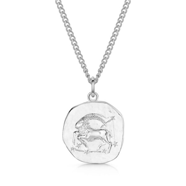 Men's Silver Coin Zodiac Necklace - Capricorn
