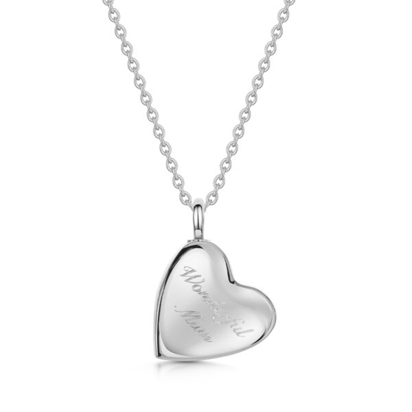 Drop Heart Urn Ashes Necklace - Silver