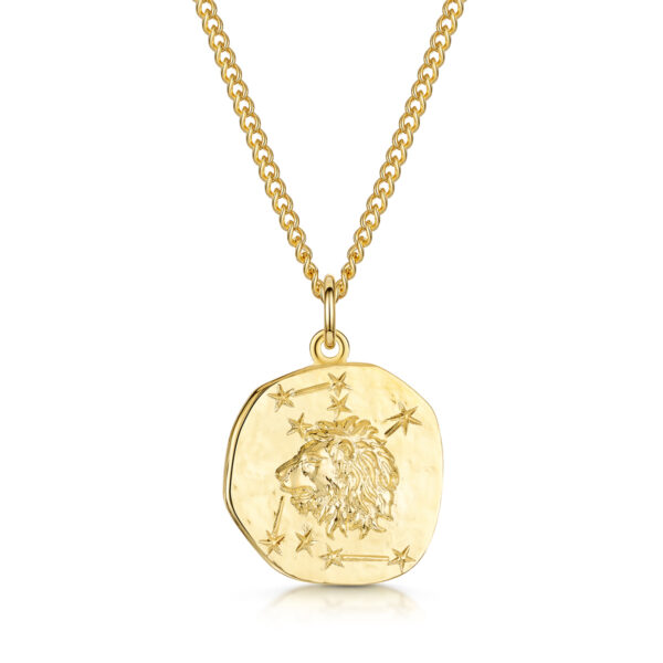 Men's Gold Coin Zodiac Necklace - Leo