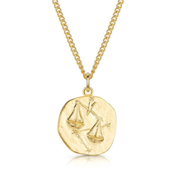 Men's Gold Coin Zodiac Necklace - Libra