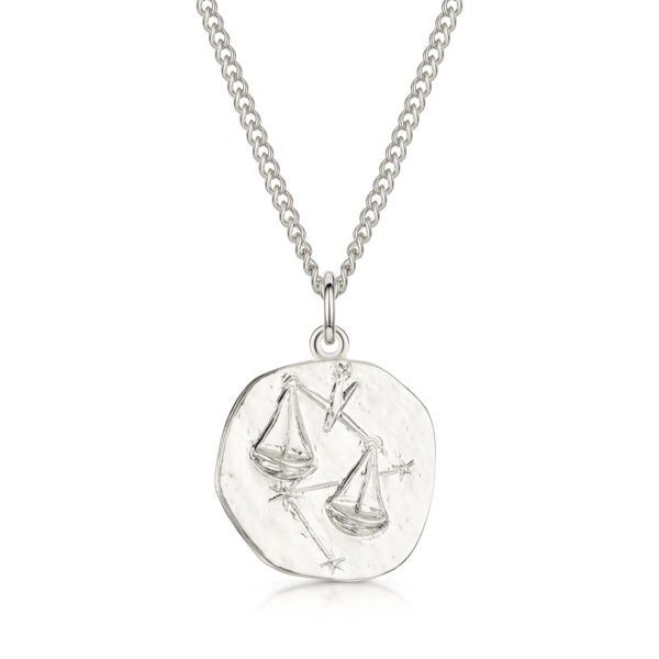 Men's Silver Coin Zodiac Necklace - Libra