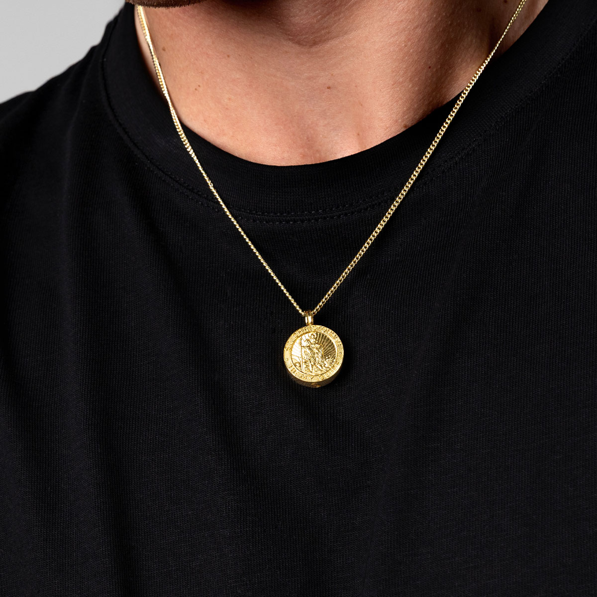Men's St Christopher Urn Necklace - Gold