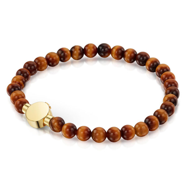 Small Beaded Tiger's Eye Urn Bracelet - Gold