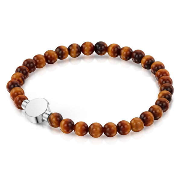 Small Beaded Tiger's Eye Urn Bracelet - silver