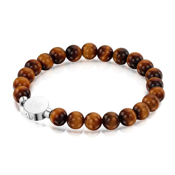 Large Beaded Tiger's Eye Urn Bracelet - silver
