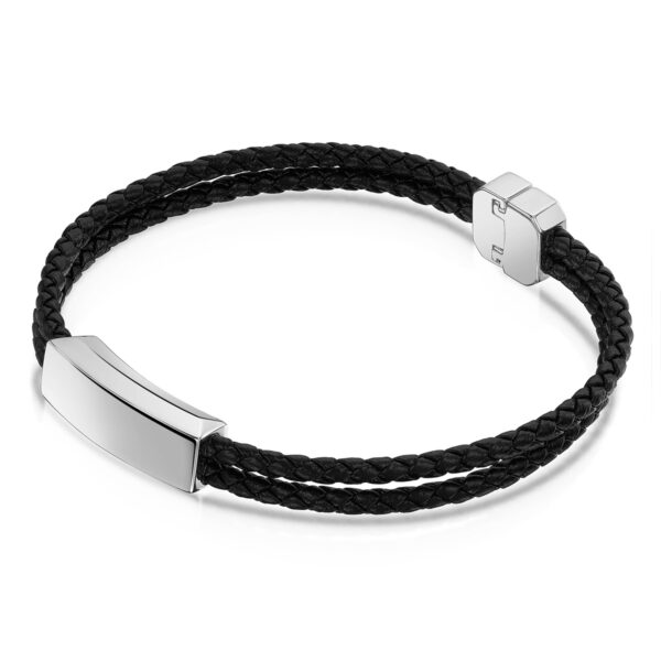 Braided Double Cord Bracelet With Ingot Urn - silver