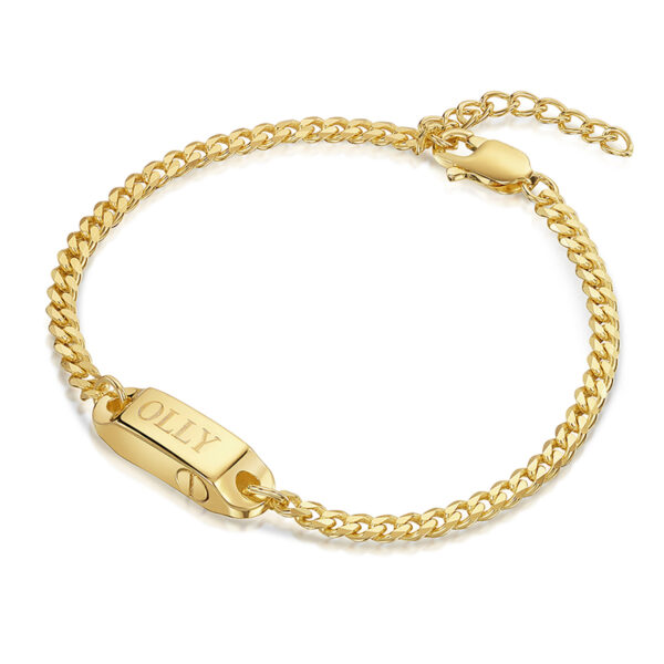 Capsule Urn Bracelet With Cuban Chain - gold