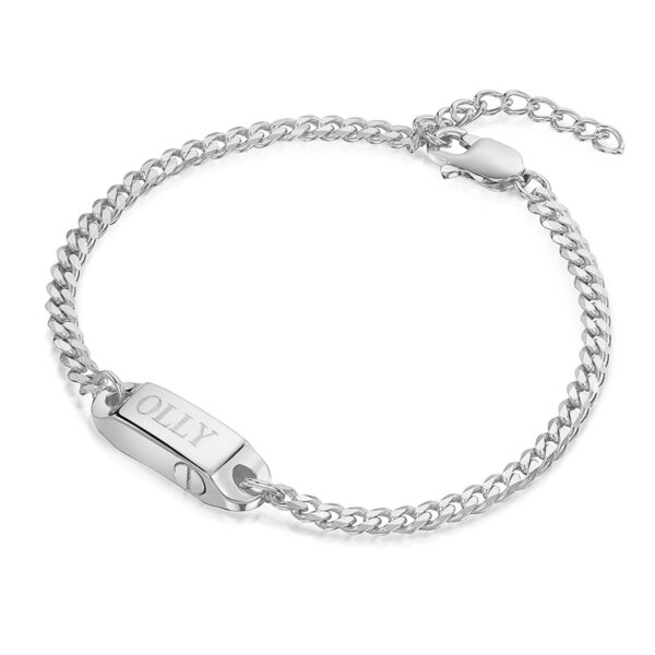 Capsule Urn Bracelet With Cuban Chain - silver