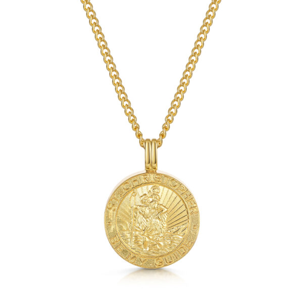 Men's St Christopher Urn Necklace - Gold