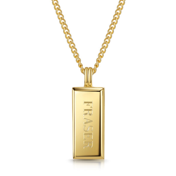 Men's Tall Ingot Urn Necklace - Gold