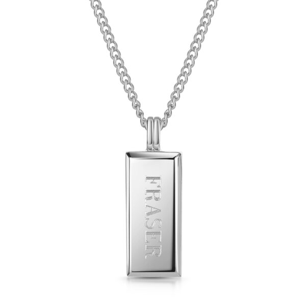 Men's Tall Ingot Urn Necklace - Silver
