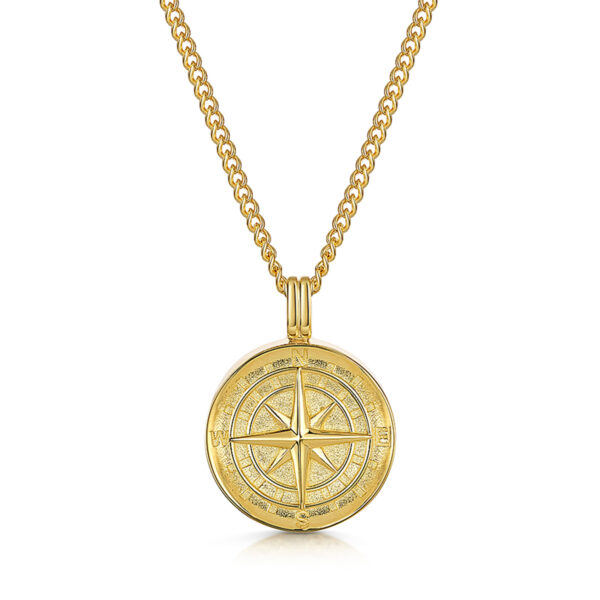 Men's Compass Urn Necklace - Gold