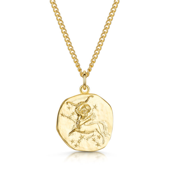 Men's Gold Coin Zodiac Necklace - Sagittarius