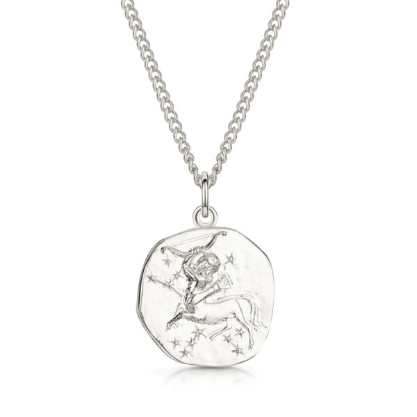 Men's Silver Coin Zodiac Necklace - Sagittarius