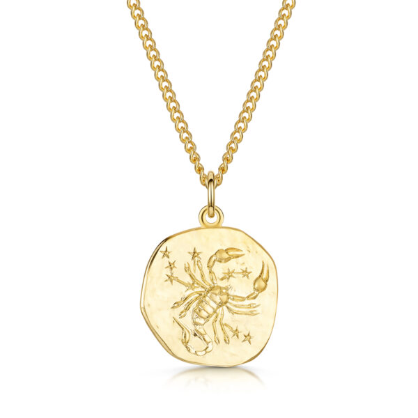 Men's Gold Coin Zodiac Necklace - Scorpius
