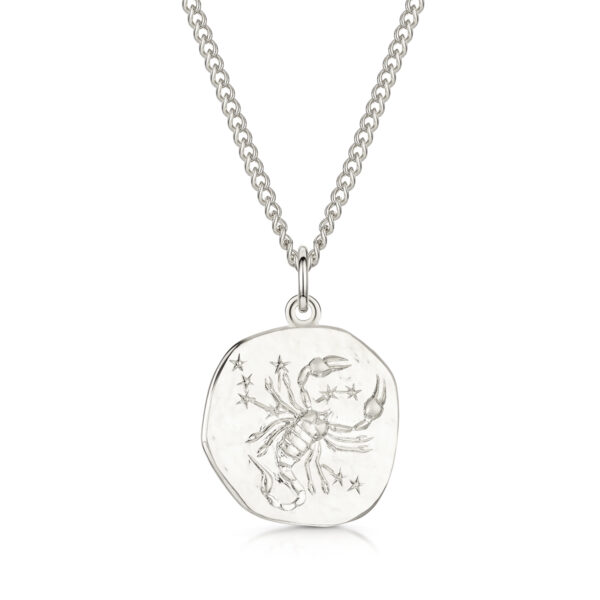Men's Silver Coin Zodiac Necklace - Scorpius