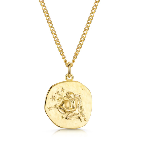 Men's Gold Coin Zodiac Necklace - Virgo