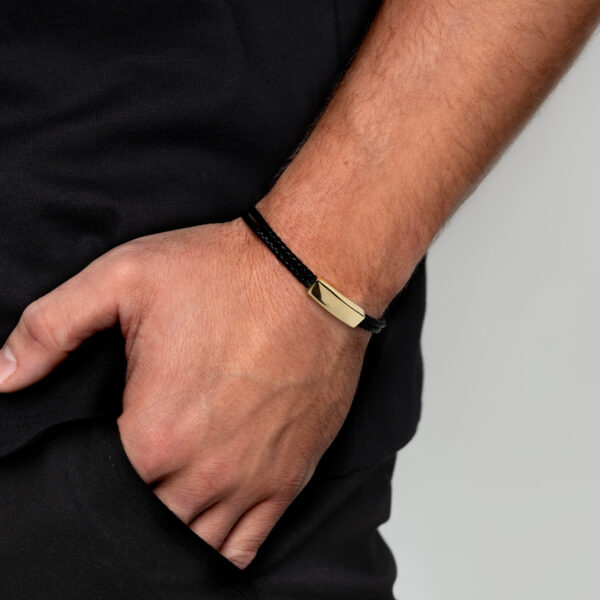 Braided Double Cord Bracelet With Ingot Urn - Gold