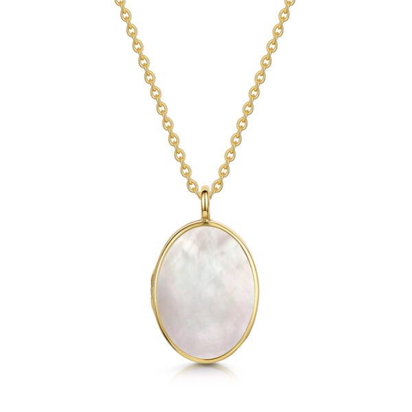 LLL014_YGP - Large Oval Mother of Pearl Locket gold