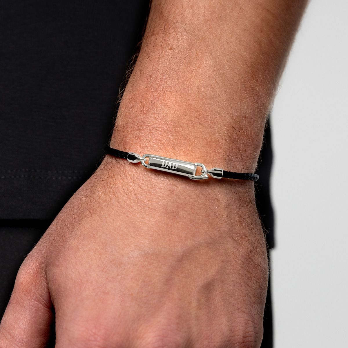 Men's Braided Cord Bracelet With Capsule Urn - Silver