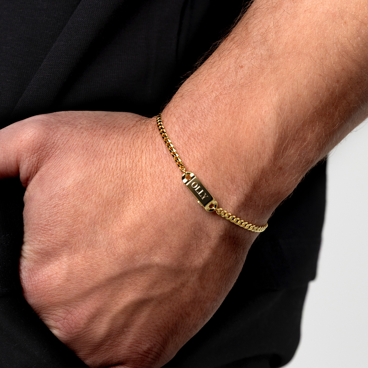 Men's Capsule Urn Bracelet With Cuban Chain - Gold