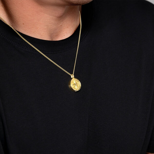 Men's Compass Urn Necklace - Gold