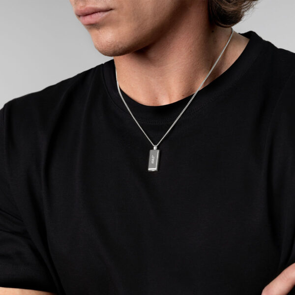 Men's Tall Ingot Urn Necklace - Silver