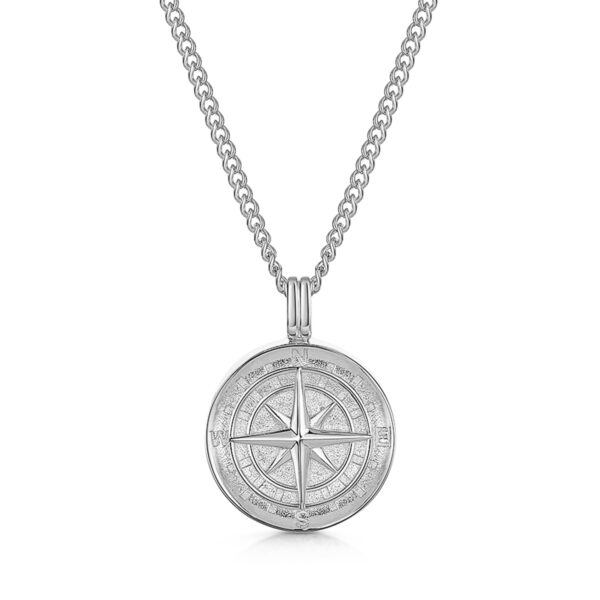 Men's Compass Urn Necklace - Silver