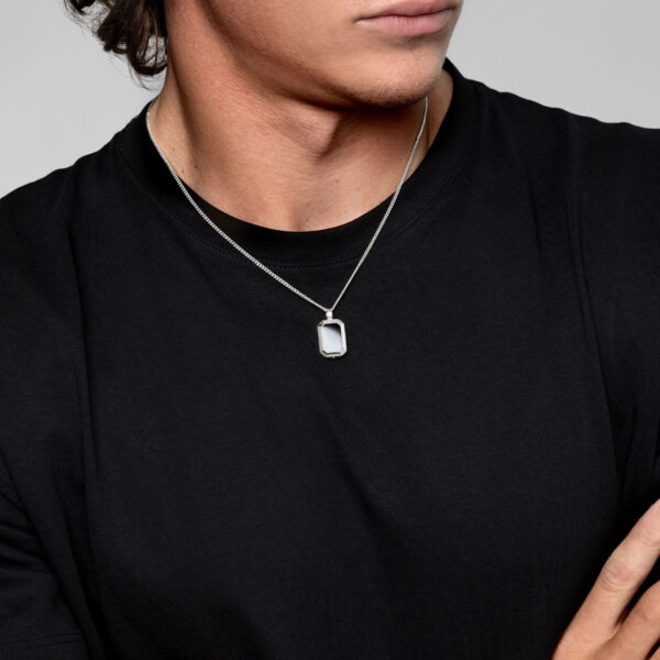 Men's Black Onyx Ingot Urn - Silver