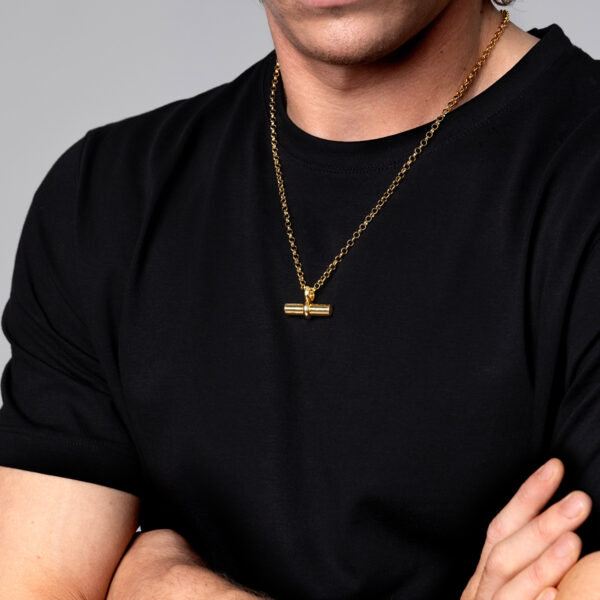 Men's Chunky T Bar Urn Necklace - Gold