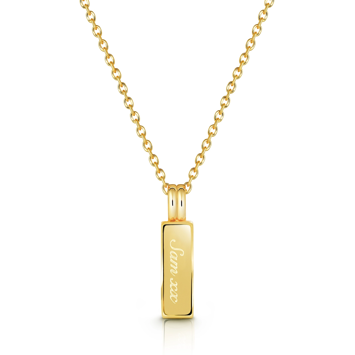 Vertical Tag Ashes Resin Necklace - Gold