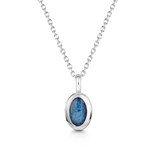 Little Oval Ashes Resin Necklace - Silver