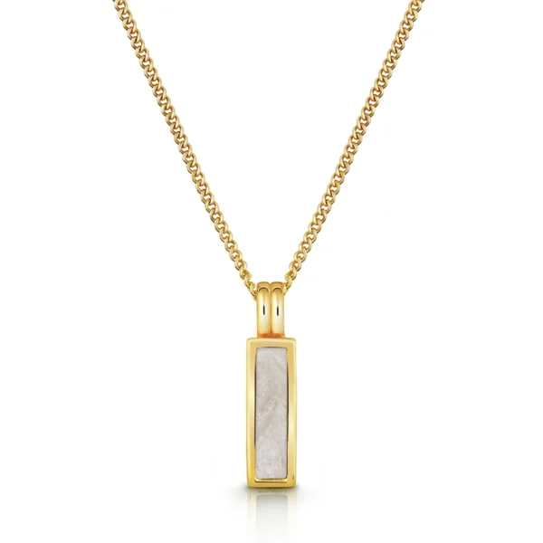 Men's Vertical Tag Ashes Resin Necklace - Gold