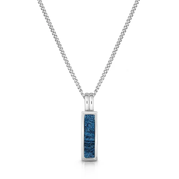 Men's Vertical Tag Ashes Resin Necklace - Silver