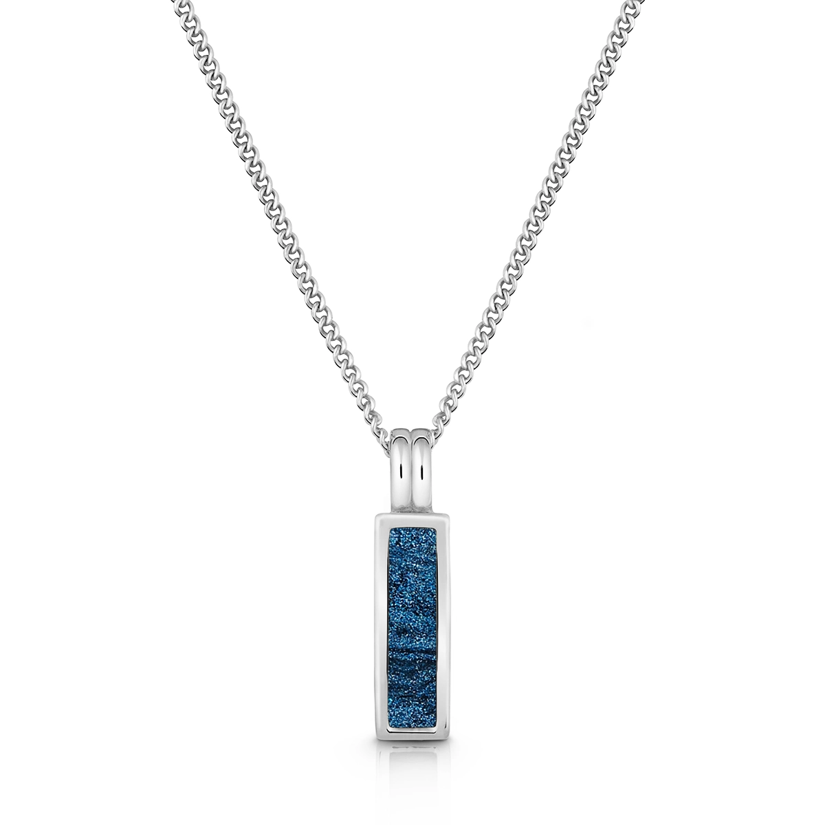 Men's Vertical Tag Ashes Resin Necklace - Silver