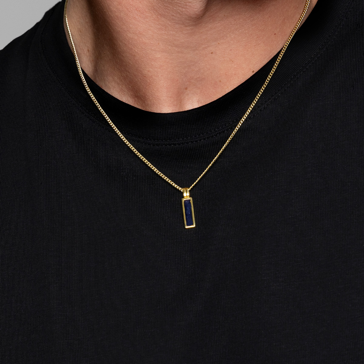 Men's Vertical Tag Ashes Resin Necklace - Gold