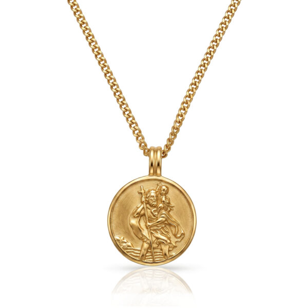 St Christopher Personalised Necklace - 18K Gold Plated Steel