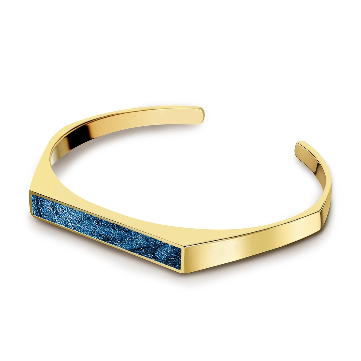 Men's Geometric Flat-Top Ashes Resin Bangle - Gold