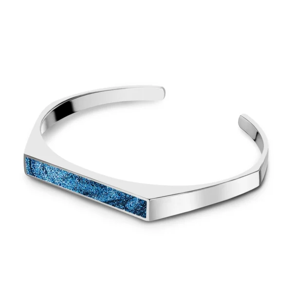 Men's Geometric Flat-Top Ashes Resin Bangle - Silver