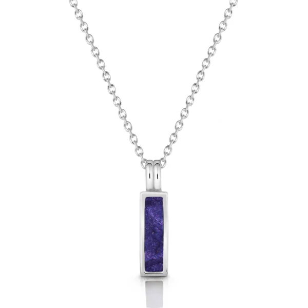 Vertical Tag Ashes Resin Necklace - Silver