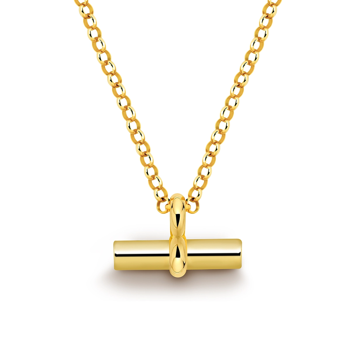 Chunky T Bar Urn Necklace - Gold