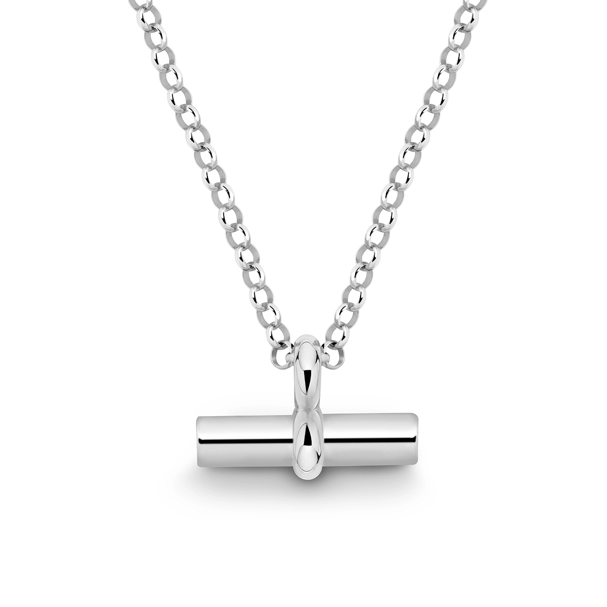 Chunky T Bar Urn Necklace - Silver