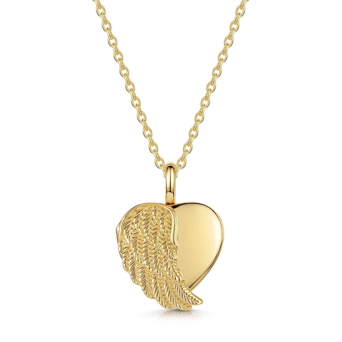 Angel Wing Heart Locket - Gold