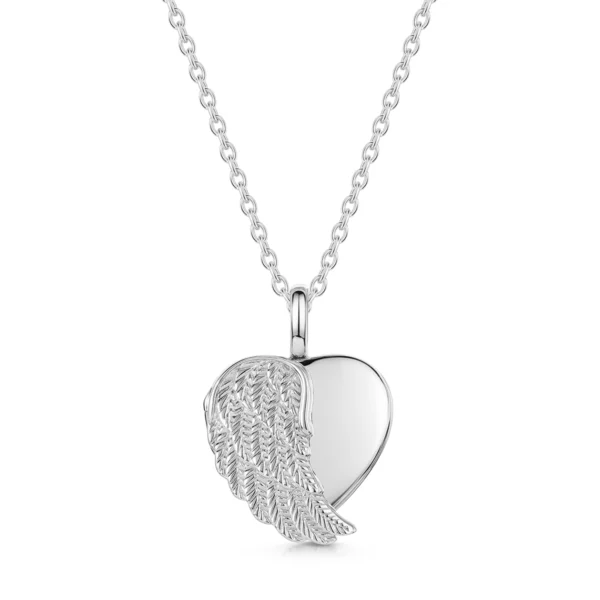 Angel Wing Heart Locket - Silver