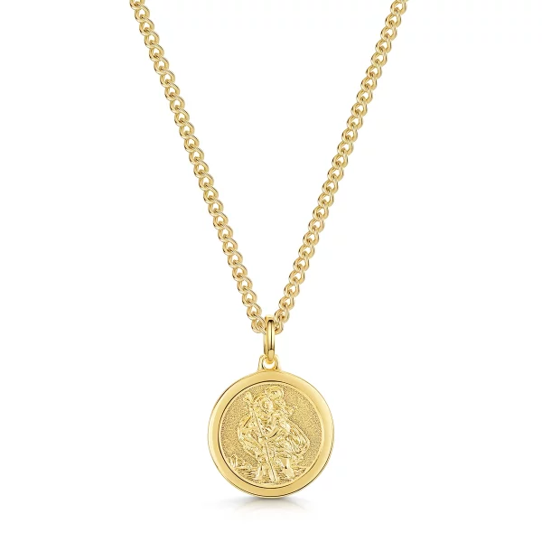 Classic Round St Christopher Necklace - Gold