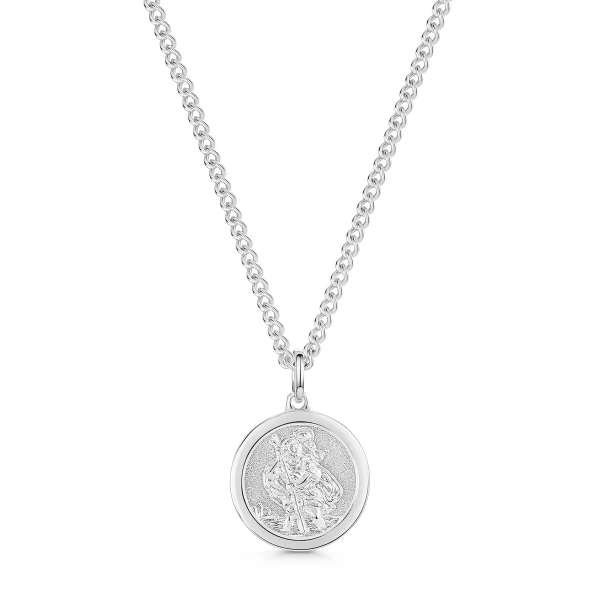 Classic Round St Christopher Necklace - Silver
