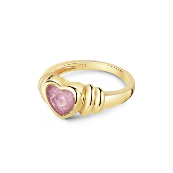 Heart Resin Ashes Ring with Cushioned Shoulders - Gold SR21197A-YGP