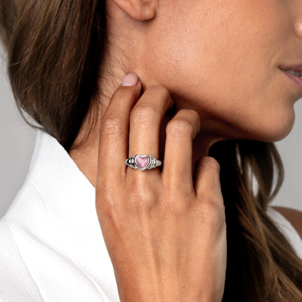 Heart Resin Ashes Ring with Cushioned Shoulders